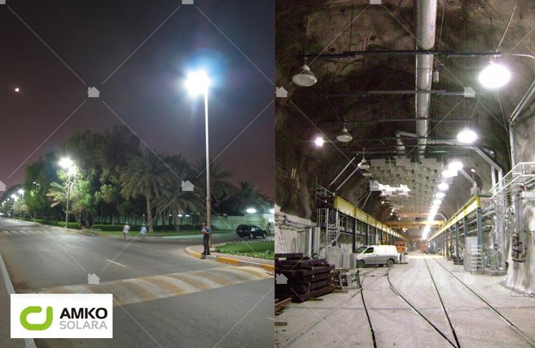 電磁感應燈應用實例,左圖為阿拉伯阿布達比市Mussafah區智慧型極光燈路燈試點安裝實況,圖右為瑞典LKAB公司地下礦井安裝實例年度電費減少了73%(引用自勝方光電科技股份有限公司官網)。 電磁感應燈應用實例,左圖為阿拉伯阿布達比市Mussafah區智慧型極光燈路燈試點安裝實況,圖右為瑞典LKAB公司地下礦井安裝實例年度電費減少了73%(引用自勝方光電科技股份有限公司官網)。